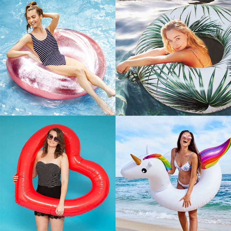 24 Style Giant Swimming Ring Flamingo Unicorn Inflatable Pool Float